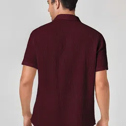 TIGER SNAKE Textured Spread Collar Comfort Casual Shirt image 5