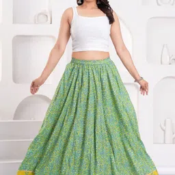 Maquien Printed Maxi Flared Skirts-picture-52