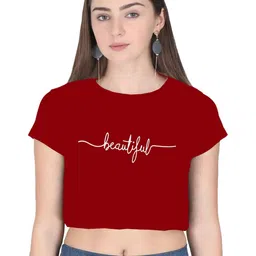 Girls Casual Cotton Blend Top (Maroon, Pack of 1)-image-9