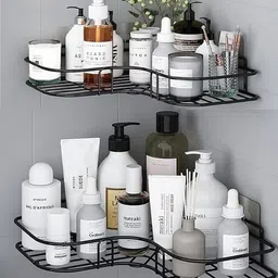 kedarnath Multi-use Self Adhesive Kitchen (PACK OF 1) Bathroom Corner Shelf,storage Rack Steel Wall Shelf-picture-34