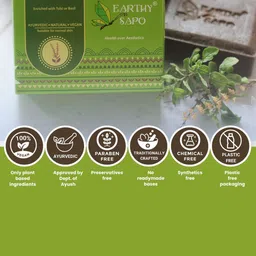 EARTHY SAPO Set Of 2 Tulsi Freshness Bathing Soap - 100 g Each image 5