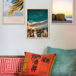 Kotart Brown & Blue 3 Pieces Wooden Abstract Wall Arts-picture-29