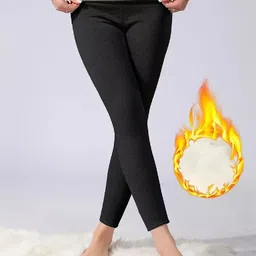 LADONNA Slim Fit Stretchable Thick Fur Lined Thermal Pants-image-6
