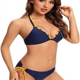 feuty Halter Neck Swim Bikini Set-picture-11
