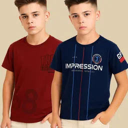RASPY Boys Pack Of 2 Printed Pure Cotton 3D Fit T-shirt-picture-32