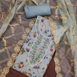 MANVAA Embroidered Organza Unstitched Dress Material-picture-20