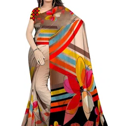 SHIVAM FABRICS Floral Poly Georgette Saree-picture-24