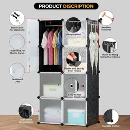 owme 10 Door 10 Shelf Plastic PP Collapsible Wardrobe for Home PP Collapsible Wardrobe image 3