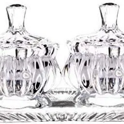 greatzon Glass Serving Bowl 2Pcs Shape jar with Tray Disposable image 1