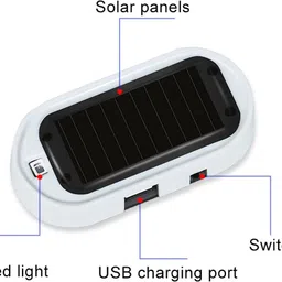 avx auto Car Solar Energy Anti-theft Device LED Warning Light ( Black Shell ) -- Car Fancy Lights image 2