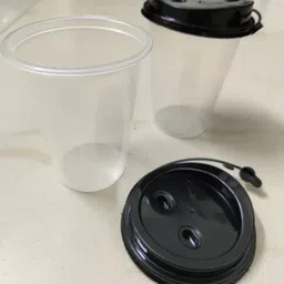 shop & shoppee Reusable Tumbler Glass with lids| Cold Beverage Mocktail Glass Tumbler Plastic Tumbler image 2