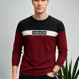 autna Men Printed Round Neck Cotton Blend Maroon T-Shirt-picture-10