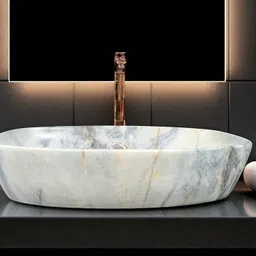 delta Big Size Premium Designer Ceramic Wash Basin(M49) with Waste Pipe & Coupling set (24*15*5)(M49) Matt Table Top Basin image 3