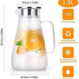 tdmm 1.8 L Borosilicate Glass Water Jug image 2
