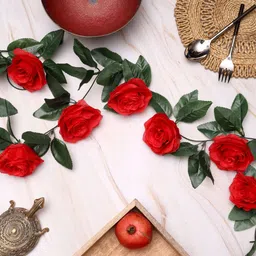 duli Artificial flower creeper for Home Decor Party Wedding Decoration Hanging Flower Red, Green Rose Artificial Flower-picture-26