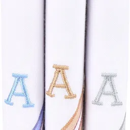poksi Men's embroidered initial cotton handkerchief-A Handkerchief ["White"] Handkerchief-picture-16
