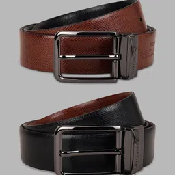 van heusen Men Casual Black, Brown Genuine Leather Reversible Belt image 1