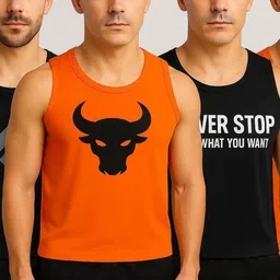 earth lyne Pack of 4 PowerFit Black Men Vest-picture-30