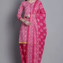 rajnandini Cotton Blend Printed Readymade Salwar Suit Ready to Wear Printed Kurta, Patiala & Dupatta Set image 2