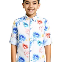 CHARCHIT Boys Comfort Fit Floral Printed Spread Collar Cotton Casual Shirt-image-57