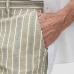 Marks & Spencer Men Linen Striped Regular Fit Mid-Rise Chino Shorts image 2