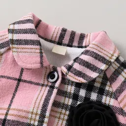 Hopscotch Girls Checked Lightweight Open Front Jacket with Embroidered image 4