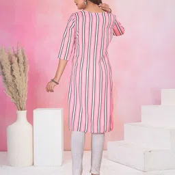 KETAKI FASHION Women Pack of 3 Striped Printed Crepe Straight Kurta image 5