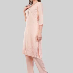 EELIKA Women Floral Embroidered Cotton Kurta with Trousers & Dupatta image 5