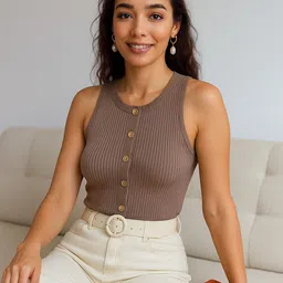 sollobell Women Ribbed Sleeveless Fitted Regular Top-picture-13