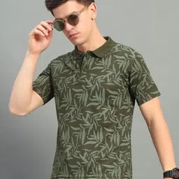THE CASUALS Men Floral Printed Polo Collar T-shirt-picture-14