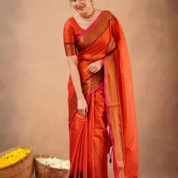 Ruuprekha Solid Body Zari Woven Border Tussar Saree With Unstitched Blouse-picture-38