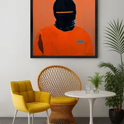 999Store Orange & Black Canvas Masked Figure Wall Art image 2