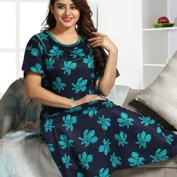 CINCO Women Floral Printed Maxi Nightdress-image-25