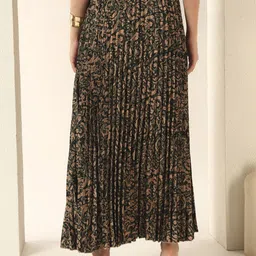ZWERLON Floral-All Over Pattern Stretchable Waist-Designed Full-Length Pleated Skirt image 2