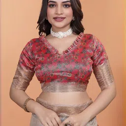 AmiFashion Ethnic Motifs Silk Blend Handloom Saree image 2