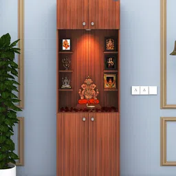 ANIKAA Brown 4 Doors Wooden Home Temple-image-80