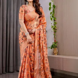 all about you Woven Design Beads and Stones Pure Chiffon Saree-image-23
