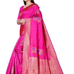 SAREEFLAME Ethnic Motif Woven Design Zari Pure Silk Kanjeevaram-Inspired Banarasi Saree image 2