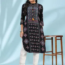 Juniper Women Ethnic Motifs Printed Flared Sleeves Liva Kurta image 2