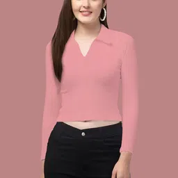 Maheshvi Ribbed Shirt Collar Long Sleeves Top-picture-37