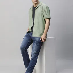 PRONK Men Cuban Collar Solid Cotton Casual Shirt image 3