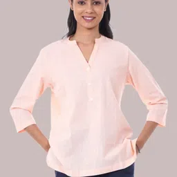 SwagSanskriti Mandarin Collar Cotton Chiffon Top-picture-20