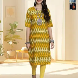 HERE&NOW Women Pack of 3 Chevron Printed Daily Straight Kurtas-picture-13