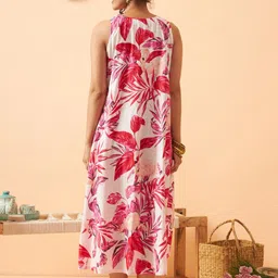 ARAVALII Floral Print Formal A-Line Midi Dress image 5