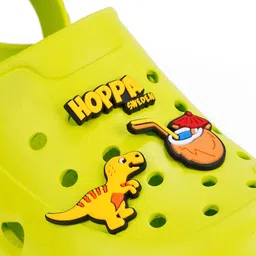 Hopscotch Girls Green Solid Synthetic Slip on Charms Clogs image 2