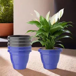 Kuber Industries 6 Pcs Blue & Black Lightweight Planters image 1