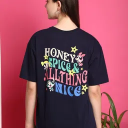 Metronaut Women Pack Of 2 Graphic Printed Round Neck Cotton Oversized T-shirts image 5