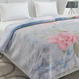 Monte Carlo Vista Plus Turquoise Blue Printed Heavy Winter 290 GSM Double Bed Blanket-image-13