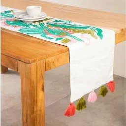 FREEDOM TREE White & Green Embroidered Cotton Duck Table Runner-picture-27