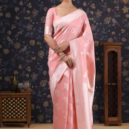House of Pataudi Woven Design Linen Banarasi Saree image 1